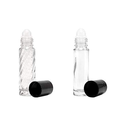 2 Roll-on Refillable Glass Perfume Bottle Purse or Travel Size. ''Plain & Swirl'' 1/3oz .33 Fl. oz. 10ml.