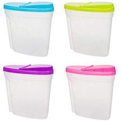 TOMYEUS 4 Pieces Dry Food Storage Box Dispenser Container with Air Tight Lid Plastic 3L