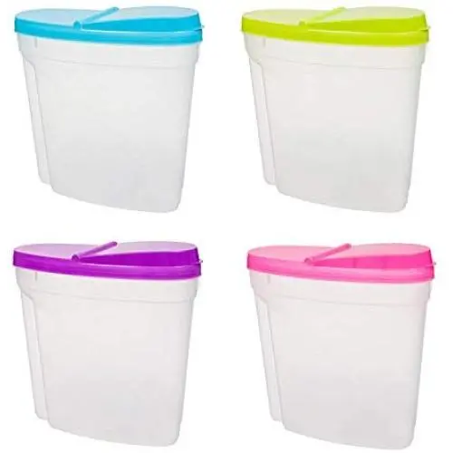 TOMYEUS 4 Pieces Dry Food Storage Box Dispenser Container with Air Tight Lid Plastic 3L