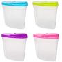 TOMYEUS 4 Pieces Dry Food Storage Box Dispenser Container with Air Tight Lid Plastic 3L