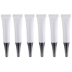 6PCS 15ML/0.5oz Empty White Plastic Soft Squeeze Tubes Cosmetic Eye Cream Tube Bottle with Silver Cap Makeup Sample Travel Packing Container Jars Dispenser for Eyecream Lip Balm Gloss DIY Beauty Tool