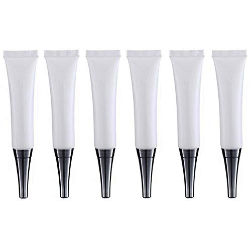 6PCS 15ml/0.5oz White Plastic Empty Soft Squeezable Tubes Eye Cream Bottles Mini Lip Gloss Balm Containers Portable Travel Cosmetic Jars Sample Storage for Cream Ointment Hand Cream(Silver Lid)