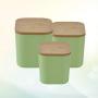 3pcs Dry Grains Food Storage Container Jars with Bamboo Lids Kitchen Organizers Storage Case