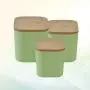 3pcs Dry Grains Food Storage Container Jars with Bamboo Lids Kitchen Organizers Storage Case