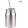Mason Jar Coffee With Lid Straw Stainless Steel Tea Drinking Double Walled Kitchen Cup Portable Storage Bottle Insulation Organizer