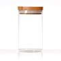 HOMILY Medium Round Shape Glass Food Storage Jar Set with Airtight Bamboo Lid Seal (1pcs, size M)