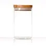 HOMILY Medium Round Shape Glass Food Storage Jar Set with Airtight Bamboo Lid Seal (1pcs, size M) HOMILY Medium Round Shape Glass Food Storage Jar Set with Airtight Bamboo Lid Seal (1pcs, size M)