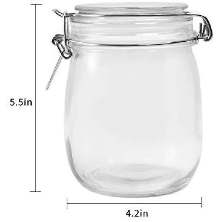 Glass Jars With Airtight Lids,Encheng Mason Jars 8 oz,Glass Jars With Leak  Proof Rubber Gasket 250ml,Storage Jars With Hinged Lid for Home and