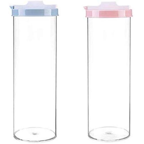 Nrpfell Noodle Storage Box Kitchen Grains Storage Tank Plastic Transparent Sealed Fresh-Keeping Jar Round Shaped Food Storage Container, 2 Pack