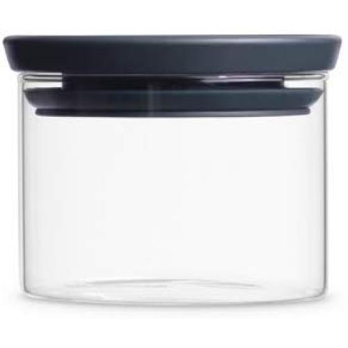 Brabantia Stackable Glass Jar, + Grey Lid, for Storage, Accessories, 0.35l, 298301