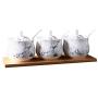 Ceramics Marbling Sugar Salt Pepper Storage Jar Seasoning Pot with Lid and Spoon