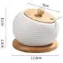 Ceramic cruet seasoning jar salt bowl sugar bowl kitchen household ceramic seasoning jar glass lid storage tank wooden tray,1pcs-F Ceramic cruet seasoning jar salt bowl sugar bowl kitchen household ceramic seasoning jar glass lid storage tank wooden tray,1pcs-F