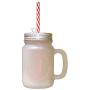 Soft Pink Alphabet J, Jam Jar Jump Job Juice Frosted Glass Mason Jar With Straw