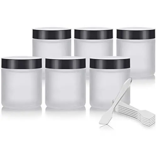 Frosted Clear Glass Straight Sided Jar - 4 oz (6 Pack) + Spatulas Frosted Clear Glass Straight Sided Jar - 4 oz (6 Pack) + Spatulas