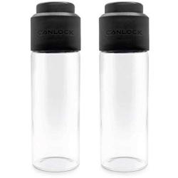 Canlock Quarter+ [2 Pack] Glass Stash Jar (150ml) with Portable Vacuum Pump Lid for Airtight Smell Proof Seal - Stay Fresh Storage for 1/4 Ounce or More of Herbs, Dried Goods, Tea, Coffee and more