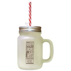 Brown NanPapaS House Rules Spoiling Mandatory Frosted Glass Mason Jar With Straw