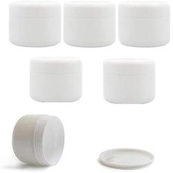 6PCS White Plastic Jar with Dome Lid Refillable Make-up Cosmetic Jars Empty Face Cream Lip Balm Lotion Storage Container Pot Case Holder 8.81 Oz (250g)