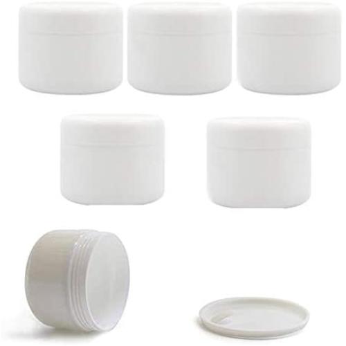 6PCS White Plastic Jar with Dome Lid Refillable Make-up Cosmetic Jars Empty Face Cream Lip Balm Lotion Storage Container Pot Case Holder 8.81 Oz (250g)