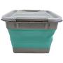 Homz Store N Stow(TM) 17 Gallon Latching Container with Wheels, Grey and Teal Base with Clear Lid Collapsible Storage, (Pack of 4)