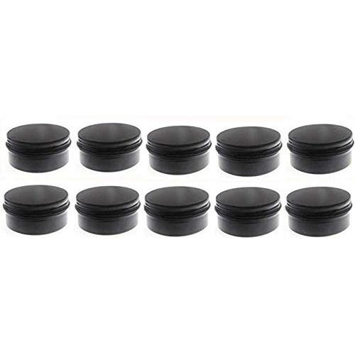 JKLcom Aluminum Metal Tins 3oz/90ml,from 5ml to 250ml options, Black Tins Round Tin Cans Aluminum Tin Jars with Screw Top (Black, 10)