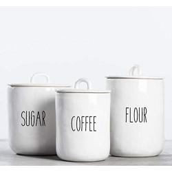 CELYCASY Sugar - Coffee - Flour - Tea - Canister Decal - Glass Jar Decal - Vinyl Decal - Cookie Jar