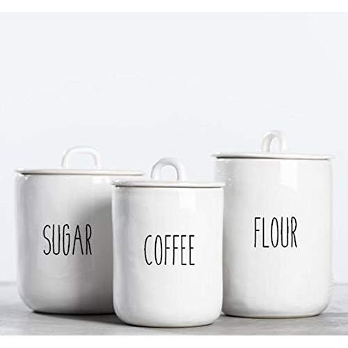 CELYCASY Sugar - Coffee - Flour - Tea - Canister Decal - Glass Jar Decal - Vinyl Decal - Cookie Jar
