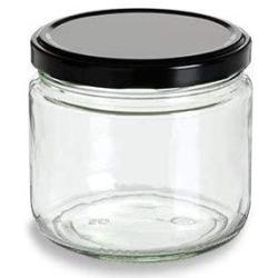 Nakpunar 12 oz Wide Mouth Glass Jars with Black Lids -Set of 12 - Salsa style - Made in USA