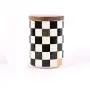 Geometric Food Storage Jar, Ceramic Kitchen Canisters with Airtight Seal Bamboo Lid, Food Storage Canister for Tea, Coffee Bean, Spice, Sugar, Flour (100x150mm)