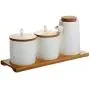 LQQGXLCondiment bottle, jar condiment storage box Spice jar white, ceramic sugar jar with lid, condiment jar, seasoning box set with lid spoon and tray 翻译：

LQQGXL Gewürzflasche, Glaskaraffe, Gewürzebehälter weiß, Keramik-Zuckerglase mit Deckel, Gewürzbeh