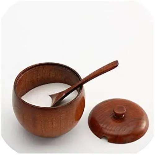 Bouteille à épices en bois naturel japonais, contenoir de sel avec couvercle, bol à sucre, ustensiles de cuisine, accessoires de table, noir. Bouteille à épices en bois naturel japonais, contenoir de sel avec couvercle, bol à sucre, ustensiles de cuisine, accessoires de table, noir.