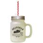 Black GrandmaS Homeamade Pe 25 Cents Frosted Glass Mason Jar With Straw