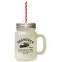 Black GrandmaS Homeamade Pe 25 Cents Frosted Glass Mason Jar With Straw Black GrandmaS Homeamade Pe 25 Cents Frosted Glass Mason Jar With Straw