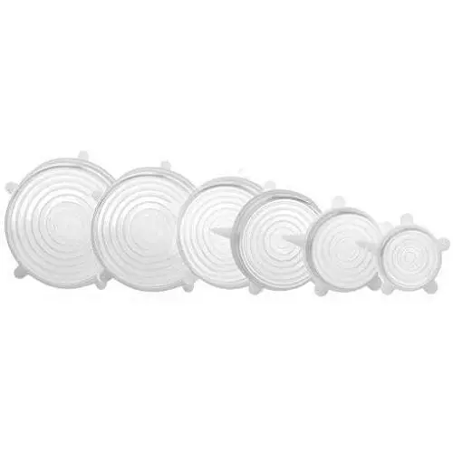 Silikon Stretch Deckel, Vipe 6er Pack Verschiedene Größen Wiederverwendbare Lebensmittel-Aufbewahrungsgummis für Schüssel, Dose, Glas, Behälter, Lebensmittel-Vakuum-Gummis – Sicher für Geschirrspüler, Mikrowelle und Gefriertruhe (Weiß)