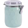 Premium 3-Piece Modern Honeycomb Half Matte Glaze Ceramic Kitchen Canister Jar with Airtight Clamp Lid for Food Storage Serve Coffee Sugar Tea Spices and More Blue Storage