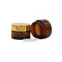 2PCS 20ml/30ml/50ml Empty Upscale Refillable Cosmetic Makeup Cream Container Amber Glass Bottle Jar Pot with Gold Lid and Inner Pad for DIY Beauty Essential Oils Lotion (50ml/ 1.67oz)