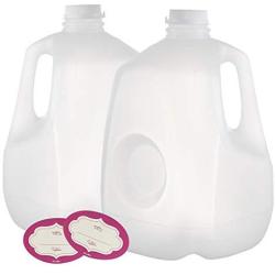 Pack of 2 ? 1 Gallon Plastic Bottles for Juice ? 128 Oz Dairy Bottles for Milk ? Empty Natural Large Water Bottle ? BPA free Food Safe - with Leak-proof Tamper Evident Caps