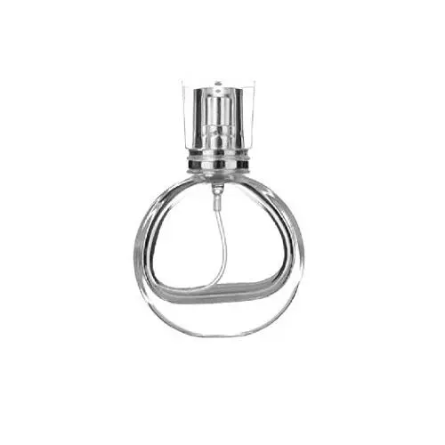 1PC 25ml/0.84oz Upscale Empty Refillable Round Clear Glass Fine Mist Sprayer Bottle Perfume Atomizer Cosmetic Dispenser Container Storage Jar Pot Holder For Fragrance Cologne Toner Emollient Water
