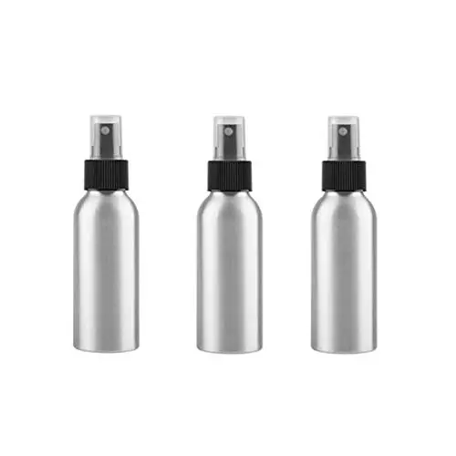 3er Set (100ml/3,4oz) Silberne leere Aluminium-Sprühflaschen mit feinem Nebel, Drücksprühkopf, wiederbefüllbar, tragbar, Sprühflaschen für Parfüm, Toner, Feuchtigkeitscreme, Wasser
