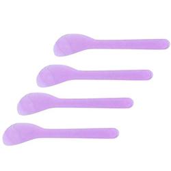 24 Pcs Frosted Purple Plastic Face-pack Spoon Fan Brushes Applicator Face Cream Spatula Small Makeup Scoop Reusable Skin Care Beauty Tool for Mixing and Sampling Cream Emulsion