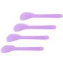 24 Pcs Frosted Purple Plastic Face-pack Spoon Fan Brushes Applicator Face Cream Spatula Small Makeup Scoop Reusable Skin Care Beauty Tool for Mixing and Sampling Cream Emulsion