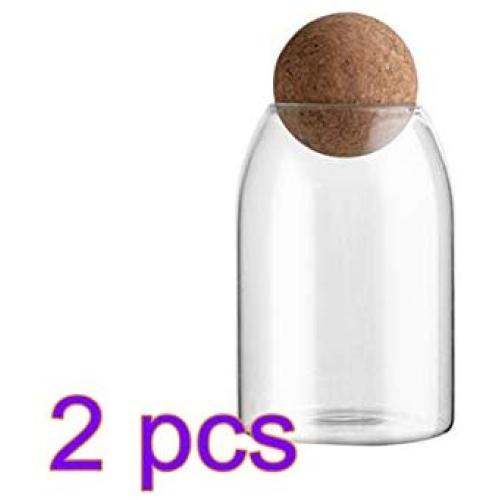 UPKOCH 2pcs Glass Jar with Airtight Seal Wood Lid Ball 800ML Clear Candy Jar Mason Jars Food Storage Canister for Serving Tea Coffee Spice Sugar Salt Size M