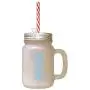 Bouteille en verre givrée à Mason avec pailles – Saint-Nicolas bleu clair – Renvers de Noël noms. Bouteille en verre givrée à Mason avec pailles – Saint-Nicolas bleu clair – Renvers de Noël noms.
