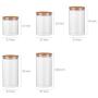 Glass Food Storage Containers Set,Airtight Food Jars with Bamboo Wooden Lids - Set of 5 Kitchen Canisters For Sugar,Candy, Cookie, Rice and Spice Jars