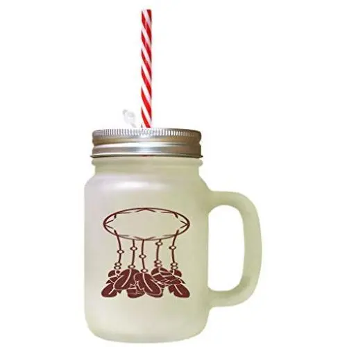 Roter Traumfänger Ring Bild, Frostglas Mason Jar mit Stroh 

以下是一些备选翻译，选择第一个：

Roter Traumfänger Ring-Bild aus frostgiertem Glas Mason Jar mit Strohhalme