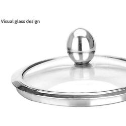 Wall-Mounted Condiment Bottle, Stainless Steel Cruet cet Storage jar with Glass lid-C