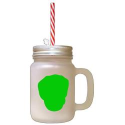 Green Black Tan Virginia Foxhound Silhouette Frosted Glass Mason Jar With Straw