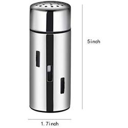 Xyxiaolun Salt Pepper Shaker, 3 Styles Sugar Shaker Stainless Steel and Glass Canisters with Window Pepper Salt Sugar Storage Jar Kitchen Supplies