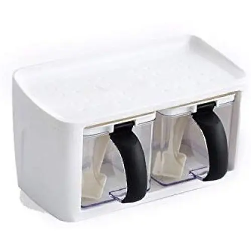 Étagère Multifonctionnelle pour Épices, Boîtes de Conservation d'Épices avec Poignée et Cuillère, Rangement Cuisine pour Herbes et Condiments. Étagère Multifonctionnelle pour Épices, Boîtes de Conservation d'Épices avec Poignée et Cuillère, Rangement Cuisine pour Herbes et Condiments.