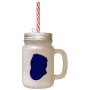 Navy Scotish Fold Cat Head Silhouette Frosted Glass Mason Jar With Straw