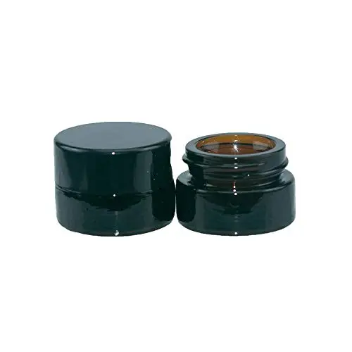 10 Pack, 0.17 oz Amber Round Glass Jars with Black Lids, with Inner Liners and Small Spoon, Container Jar and Cosmetic Containers 10 Pack, 0.17 oz Amber Round Glass Jars with Black Lids, with Inner Liners and Small Spoon, Container Jar and Cosmetic Containers